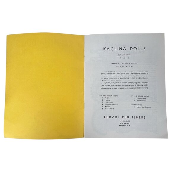 Vintage 1952 Kachina Dolls Cut & Color Paper Doll Book By Eukabi Publishers USA - Picture 2 of 6